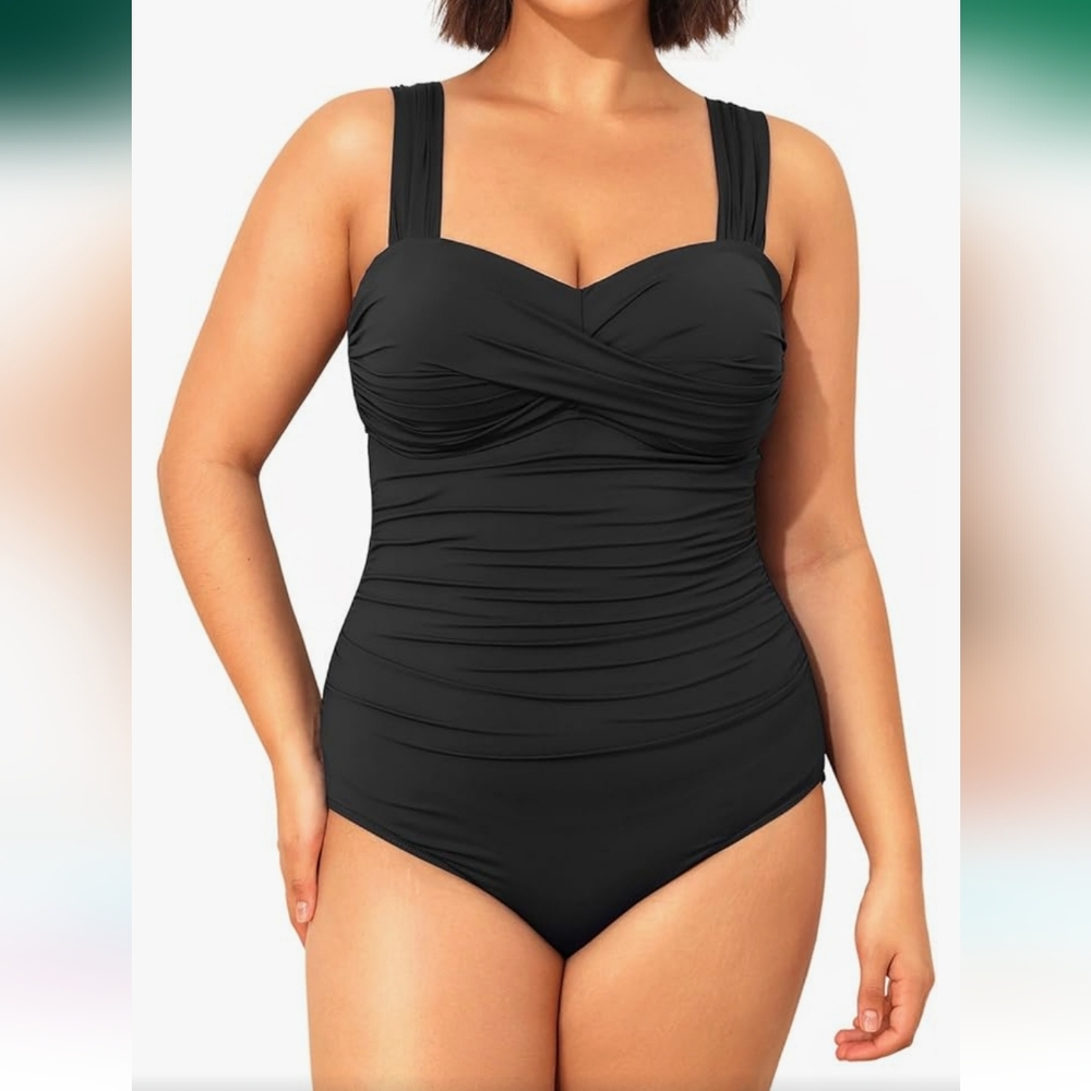 YONIQUE PLUS SIZE One Piece Wide Strap Swimsuit